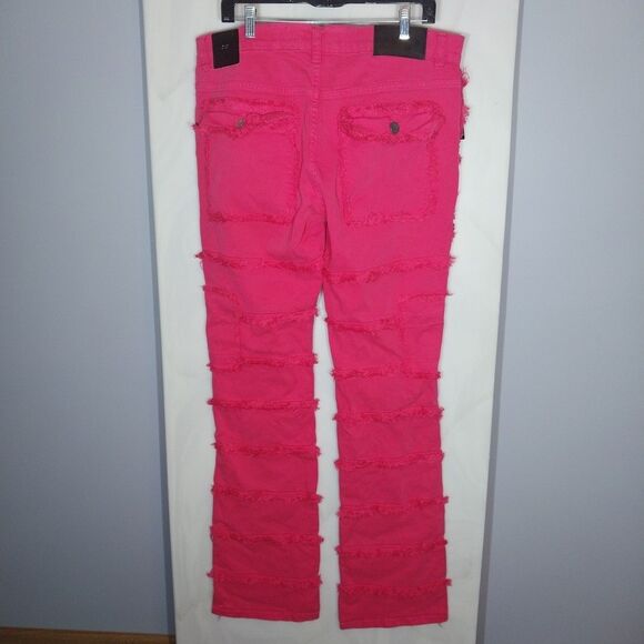 AHP Men's Jeans Sz 36x36 Pink Stacked Distressed Frayed Hip Hop Punk Streetwear - Picture 6 of 14